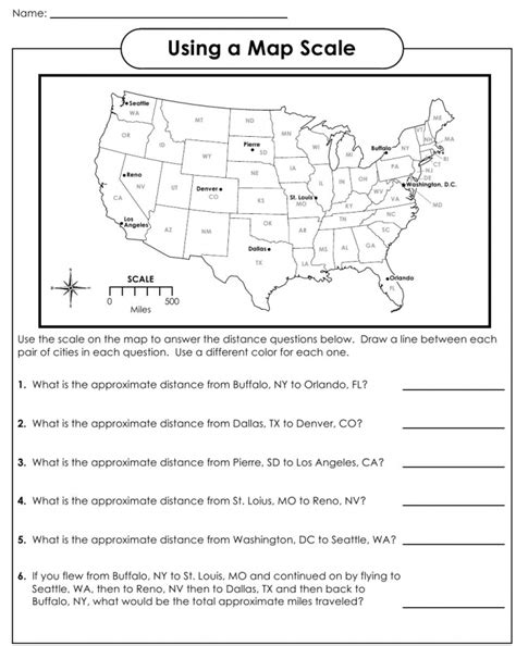 using a map scale worksheet answer key